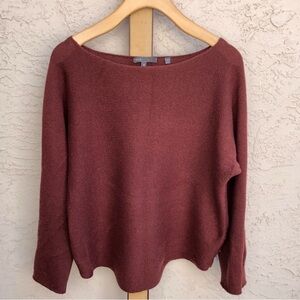 Vince Burgundy Long Sleeve Boat Neck Knit Sweater